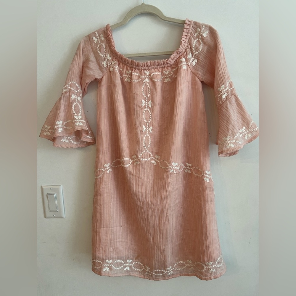 Foxiedox Blush Pink Embroidered Off-Shoulder Dress – Size S - Picture 4 of 5